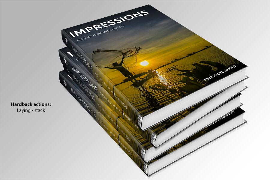 Hardback book Photoshop actions - stack