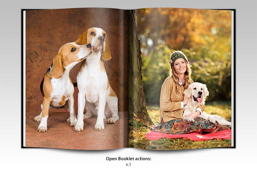 Softback open booklet Photoshop actions