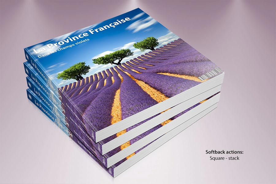 Softback softcover book Photoshop actions - square, stack