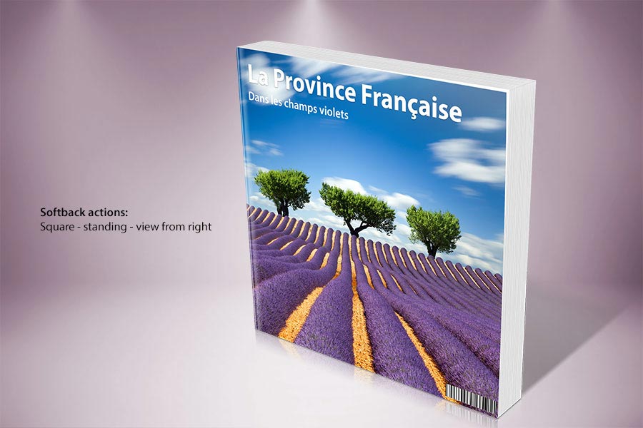 Softback softcover book Photoshop actions - square, right view