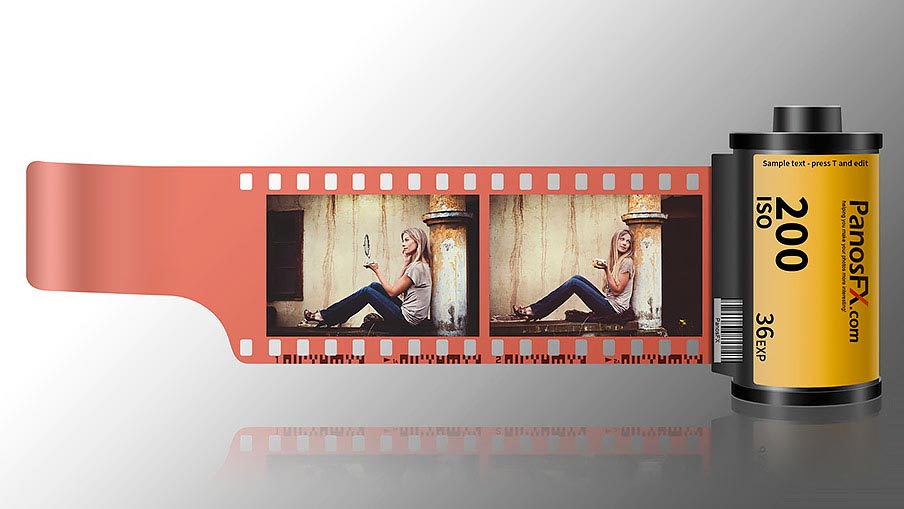 Film strips Photoshop actions - casette with 2 photos