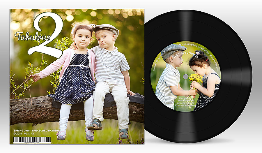 Vinyl Record with sleeve and custom photos - Photoshop actions
