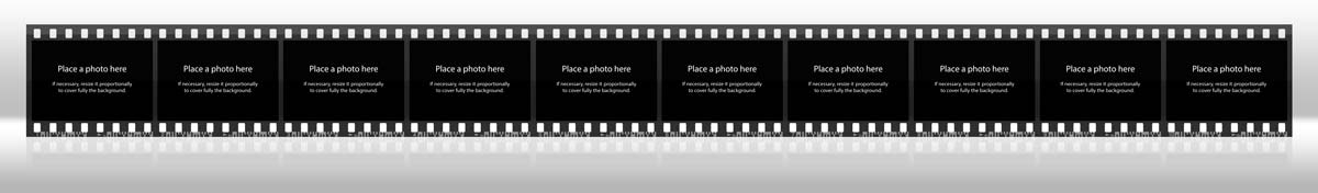 horizontal reflected filmstrip with 10 photos