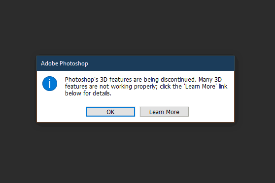 photoshop's 3d features are discontinued