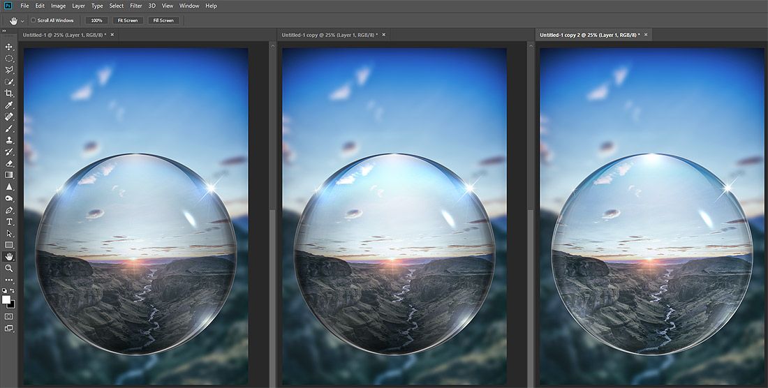 Photoshop crystal sphere - 3 styles