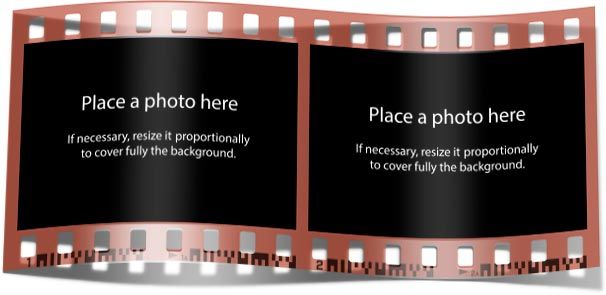 Bent filmstrip with 2 photos - style i