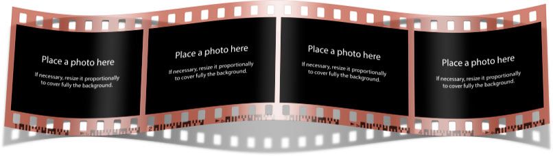Bent filmstrip with 4 photos - style i