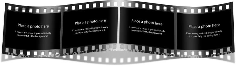 Bent filmstrip with 4 photos - style ii