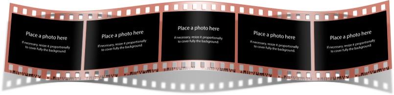 Bent filmstrip with 5 photos