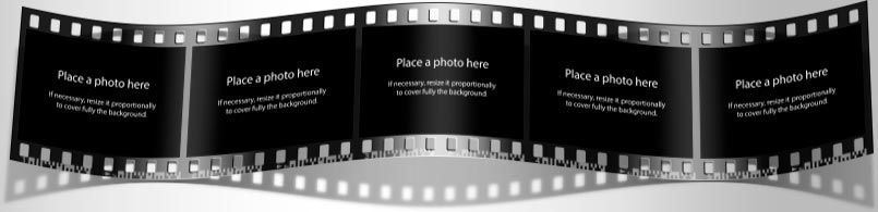 Bent filmstrip with 5 photos