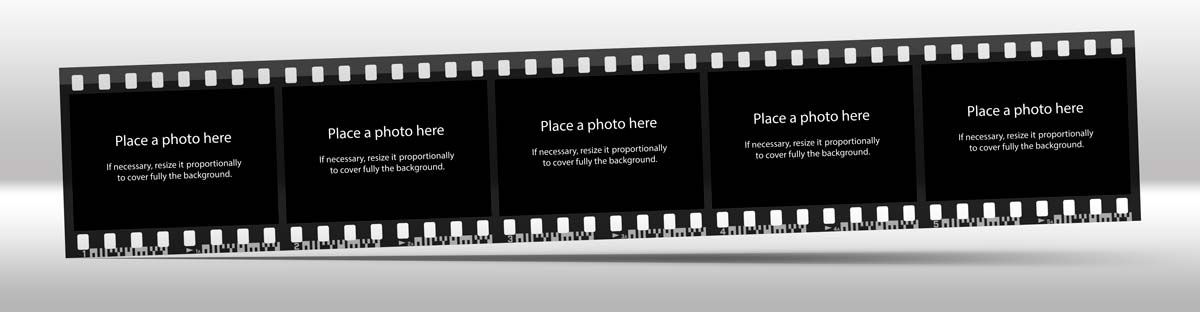 horizontal filmstrip 5 photos, tilted