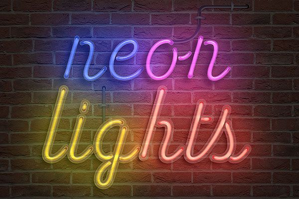 Neon lights free Photoshop actions