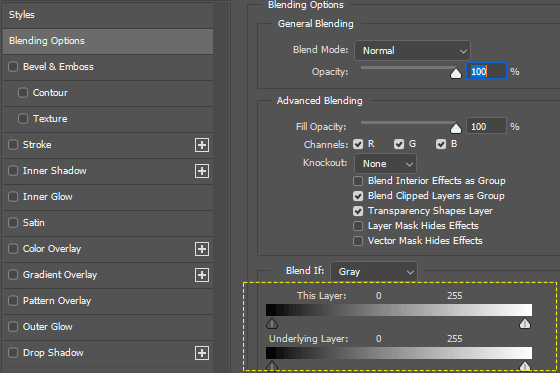 blend-if layer style parameters