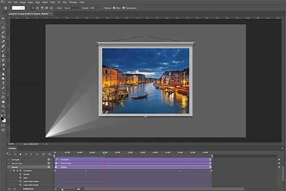 Create an animated projection screen in Photoshop