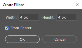 “Create Ellipse” dialogue box