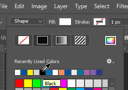 fill the Photoshop shape with black color