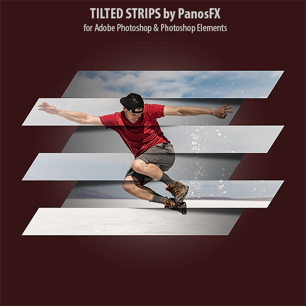 tilted strips Photoshop actions - 6 horizontal strips