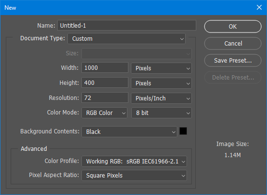 Set size in Photoshop